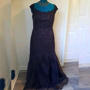 Chocolate lace , tule beaded gown